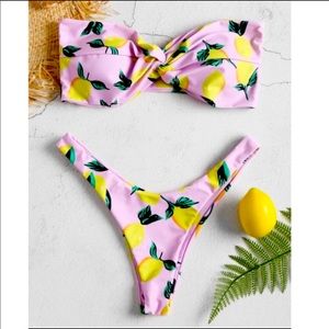 Zaful Lemon High Cut Bikini Cotton Candy Small